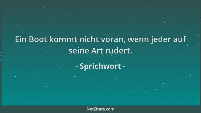 Sprichwort - Ein Boot kommt nicht voran, wenn jeder auf seine Art rudert....