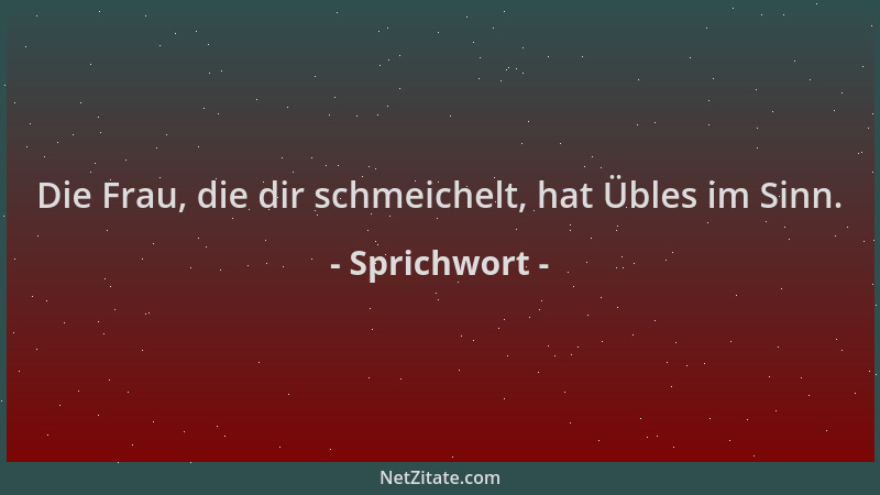 Sprichwort - Die Frau, die dir schmeichelt, hat Übles im Sinn....