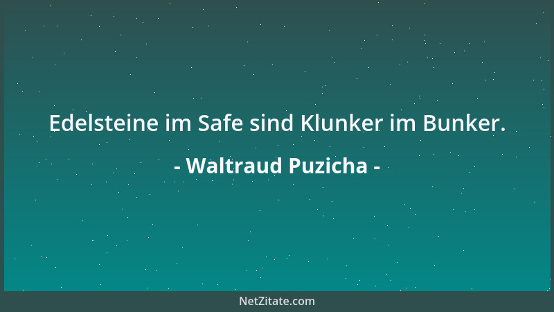 Waltraud Puzicha - Edelsteine im Safe sind Klunker im Bunker....