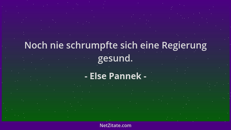 Else Pannek - Noch nie schrumpfte sich eine Regierung gesund....