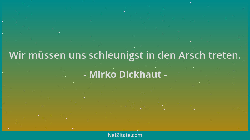Mirko Dickhaut - Wir müssen uns schleunigst in den Arsch treten....