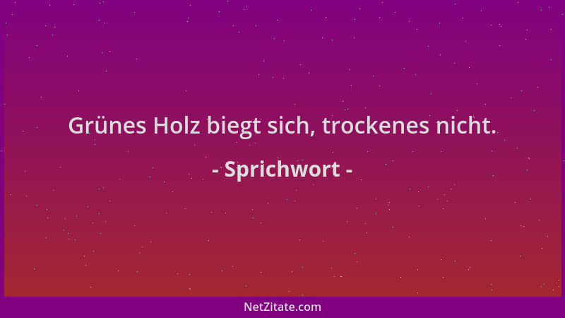 Sprichwort - Grünes Holz biegt sich, trockenes nicht....