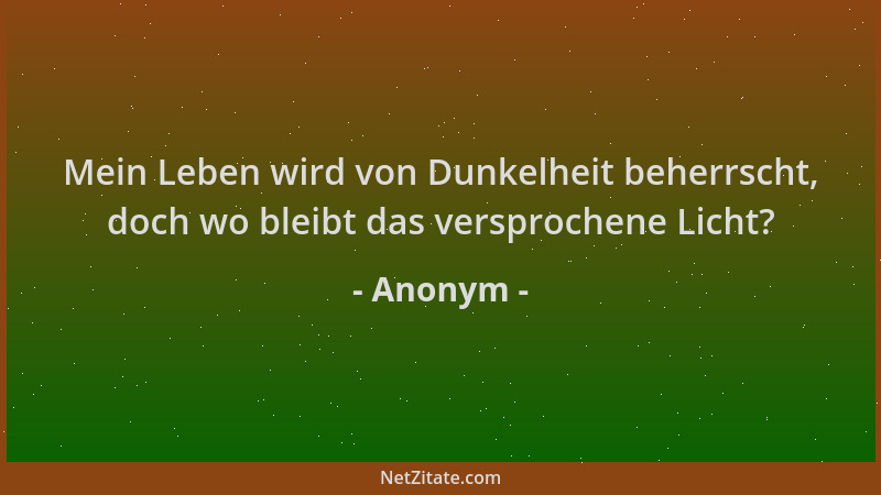 Anonym - Mein Leben wird von Dunkelheit beherrscht, doch wo bleibt das versprochene Licht?...