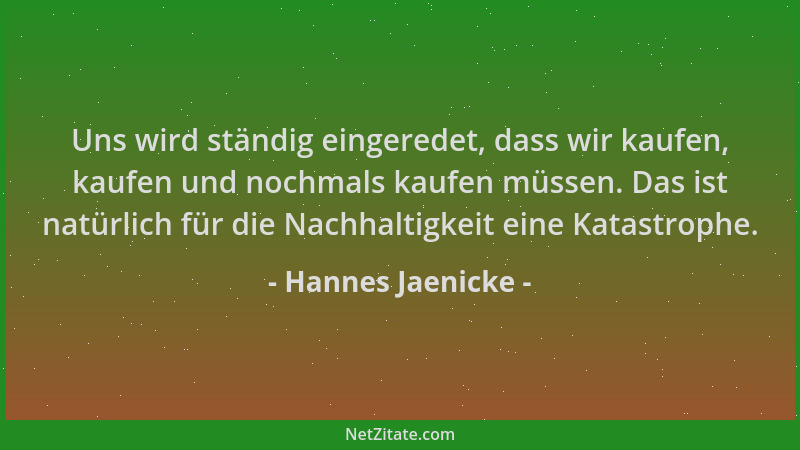 Hannes Jaenicke - Uns wird ständig eingeredet, dass wir kaufen, kaufen und nochmals kaufen müssen. Das ist natürlich für di...