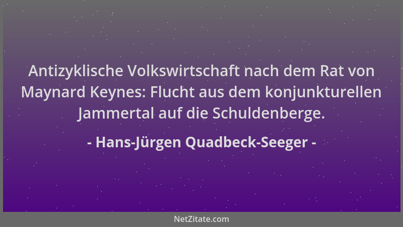 Hans-Jürgen Quadbeck-Seeger - Antizyklische Volkswirtschaft nach dem Rat von Maynard Keynes: Flucht aus dem konjunkturellen...