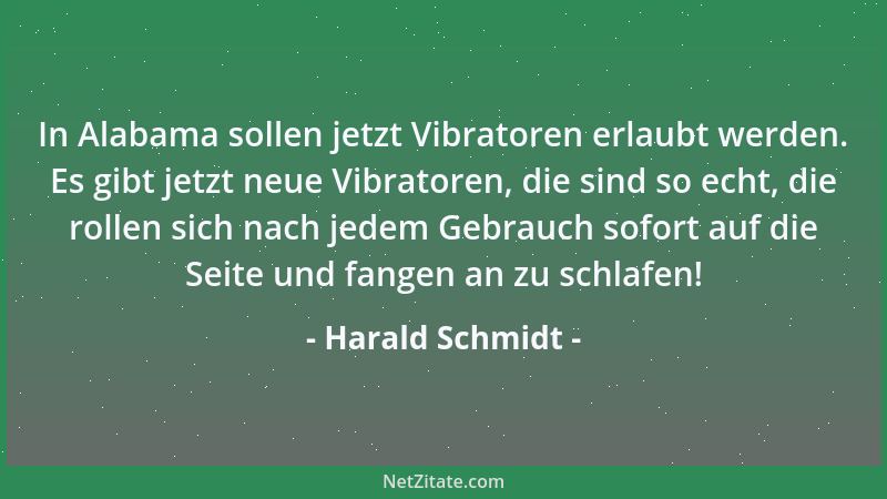 Harald Schmidt - In Alabama sollen jetzt Vibratoren erlaubt werden. Es gibt jetzt neue Vibratoren, die sind so echt, die ro...