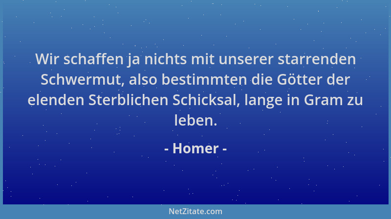 Homer - Wir schaffen ja nichts mit unserer starrenden Schwermut, also bestimmten die Götter der elenden Sterblichen Schicks...
