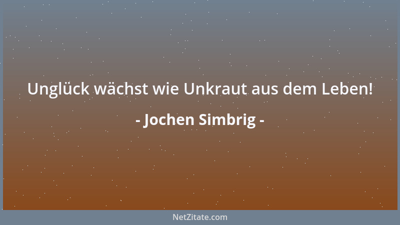 Jochen Simbrig - Unglück wächst wie Unkraut aus dem Leben!...
