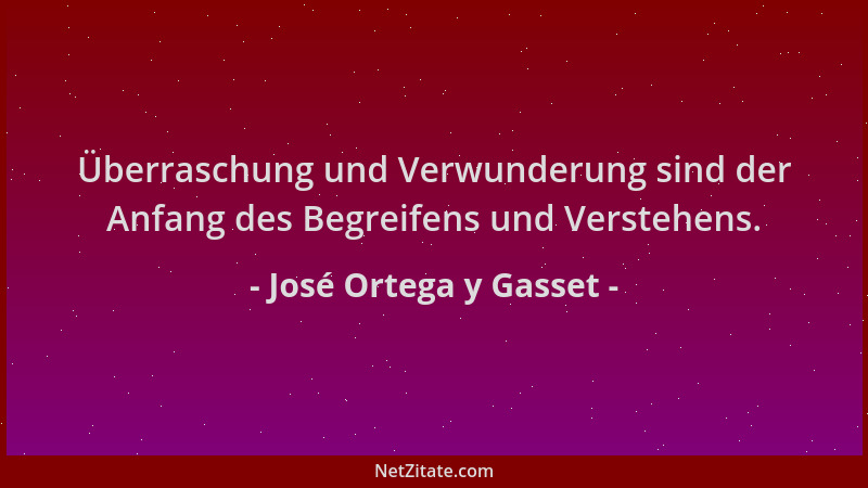 José Ortega y Gasset - Überraschung und Verwunderung sind der Anfang des Begreifens und Verstehens....