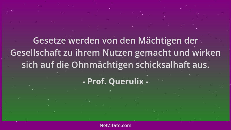 Prof. Querulix - Gesetze werden von den Mächtigen der Gesellschaft zu ihrem Nutzen gemacht und wirken sich auf die Ohnmächt...