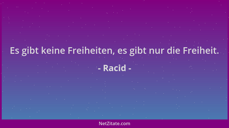 Racid - Es gibt keine Freiheiten, es gibt nur die Freiheit....