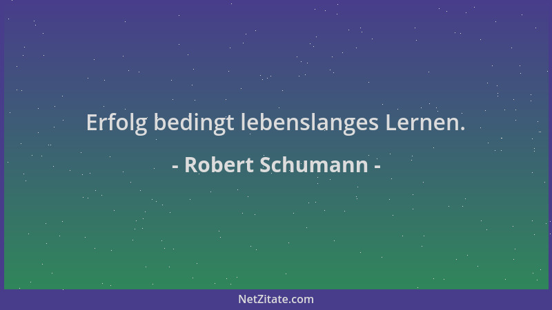 Robert Schumann - Erfolg bedingt lebenslanges Lernen....