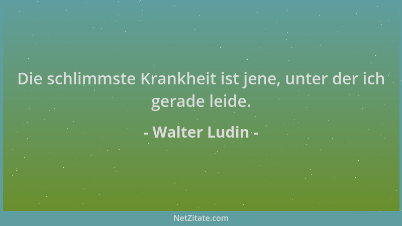 Walter Ludin - Die schlimmste Krankheit ist jene, unter der ich gerade leide....