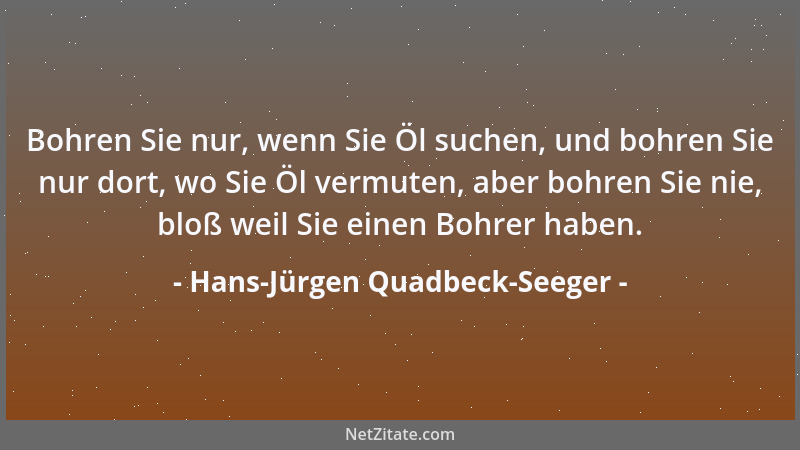 Hans-Jürgen Quadbeck-Seeger - Bohren Sie nur, wenn Sie Öl suchen, und bohren Sie nur dort, wo Sie Öl vermuten, aber bohren...