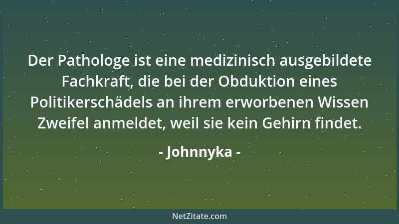 Johnnyka - Der Pathologe ist eine medizinisch ausgebildete Fachkraft, die bei der Obduktion eines Politikerschädels an ihre...