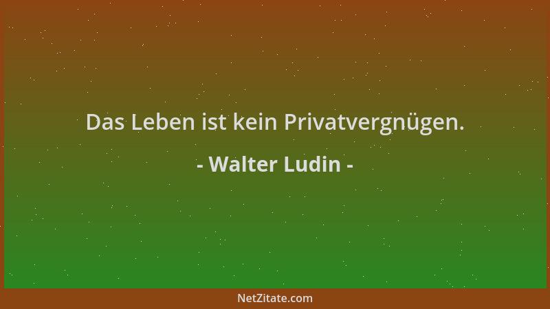 Walter Ludin - Das Leben ist kein Privatvergnügen....
