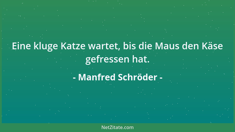 Manfred Schröder - Eine kluge Katze wartet, bis die Maus den Käse gefressen hat....