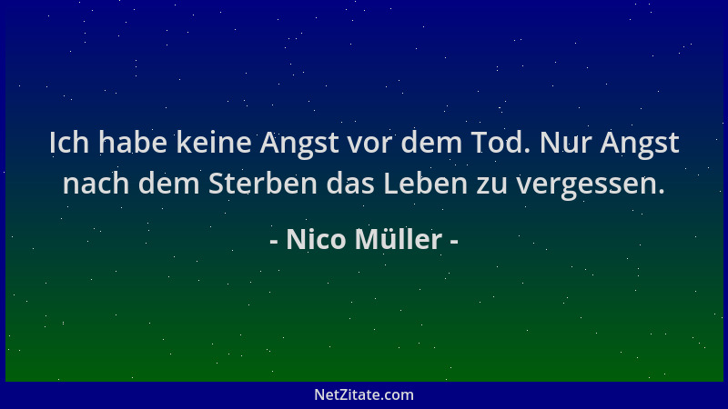 Nico Müller - Ich habe keine Angst vor dem Tod. Nur Angst nach dem Sterben das Leben zu vergessen....