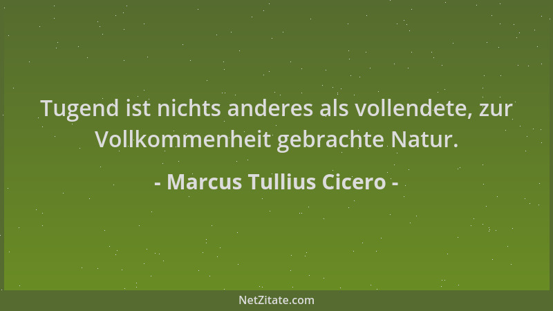 Marcus Tullius Cicero - Tugend ist nichts anderes als vollendete, zur Vollkommenheit gebrachte Natur....