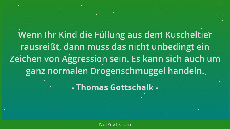 Thomas Gottschalk - Wenn Ihr Kind die Füllung aus dem Kuscheltier rausreißt, dann muss das nicht unbedingt ein Zeichen von...