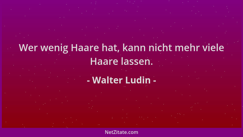 Walter Ludin - Wer wenig Haare hat, kann nicht mehr viele Haare lassen....