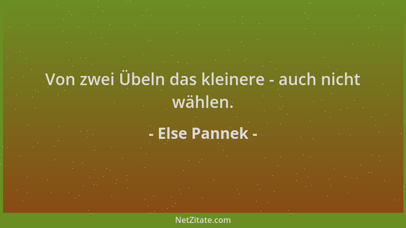 Else Pannek - Von zwei Übeln das kleinere - auch nicht wählen....