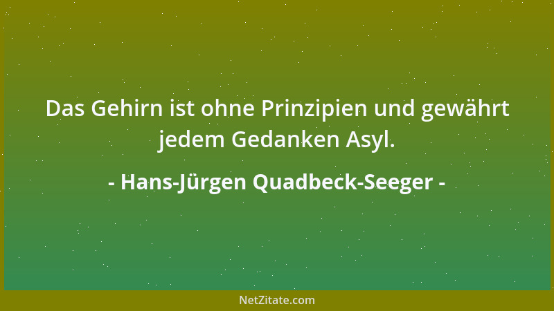 Hans-Jürgen Quadbeck-Seeger - Das Gehirn ist ohne Prinzipien und gewährt jedem Gedanken Asyl....