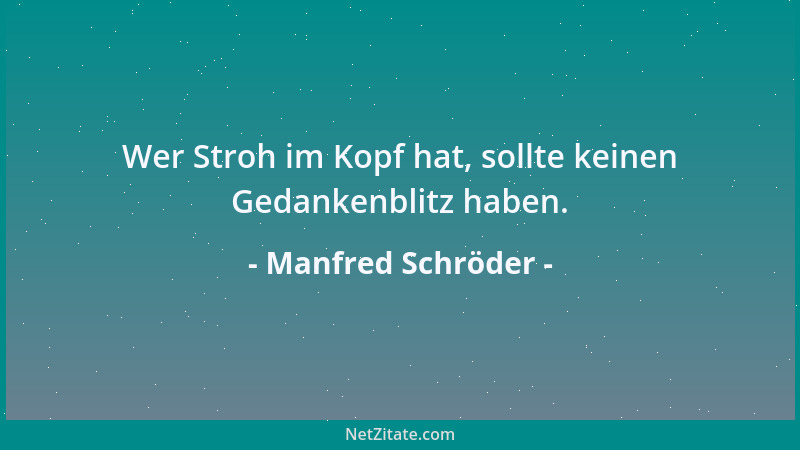 Manfred Schröder - Wer Stroh im Kopf hat, sollte keinen Gedankenblitz haben....