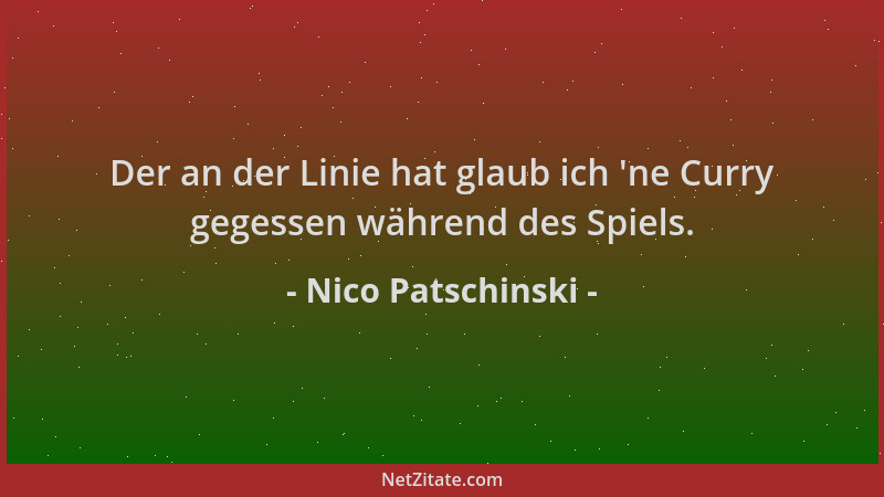 Nico Patschinski - Der an der Linie hat glaub ich  'ne Curry gegessen während des Spiels....