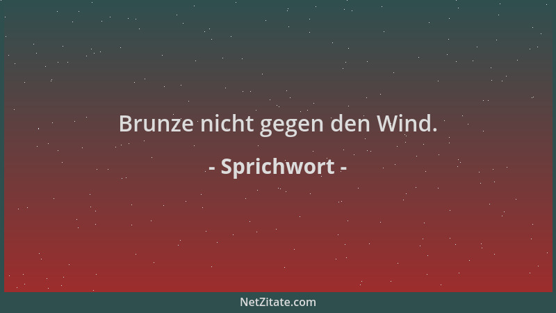 Sprichwort - Brunze nicht gegen den Wind....