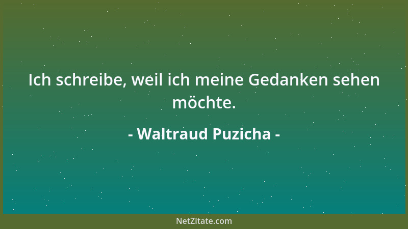 Waltraud Puzicha - Ich schreibe, weil ich meine Gedanken sehen möchte....