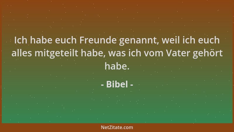 Bibel - Ich habe euch Freunde genannt, weil ich euch alles mitgeteilt habe, was ich vom Vater gehört habe....