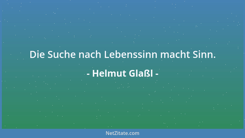 Helmut Glaßl - Die Suche nach Lebenssinn macht Sinn....