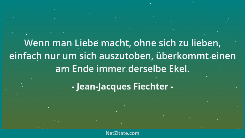 Jean-Jacques Fiechter - Wenn man Liebe macht, ohne sich zu lieben, einfach nur um sich auszutoben, überkommt einen am Ende...
