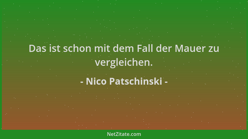 Nico Patschinski - Das ist schon mit dem Fall der Mauer zu vergleichen....