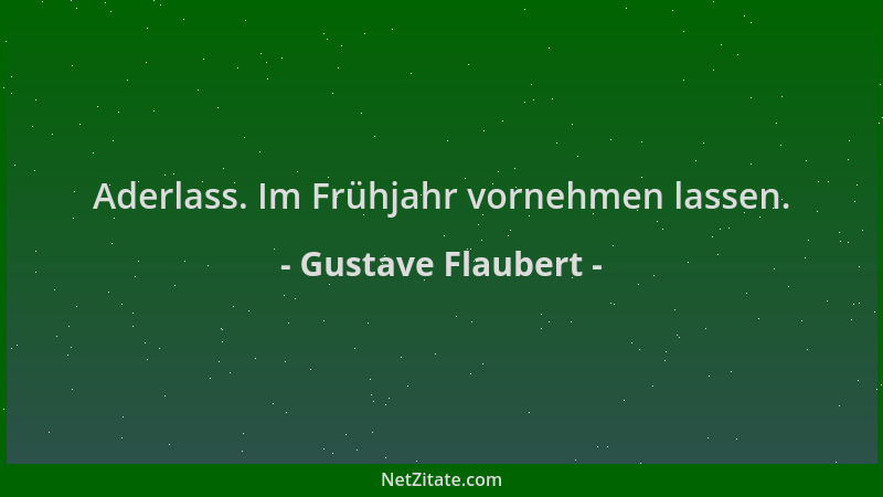 Gustave Flaubert - Aderlass. Im Frühjahr vornehmen lassen....