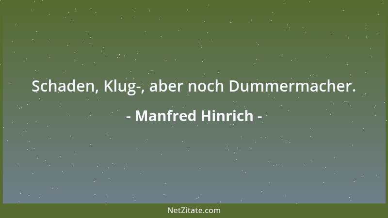 Manfred Hinrich - Schaden, Klug-, aber noch Dummermacher....