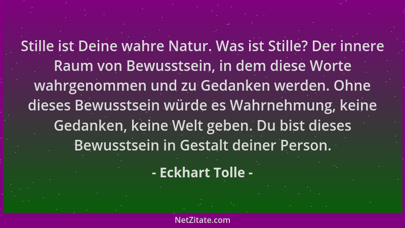Eckhart Tolle - Stille ist Deine wahre Natur. Was ist Stille? Der innere Raum von Bewusstsein, in dem diese Worte wahrgenom...