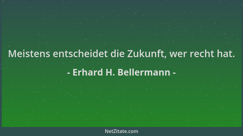 Erhard H. Bellermann - Meistens entscheidet die Zukunft, wer recht hat....