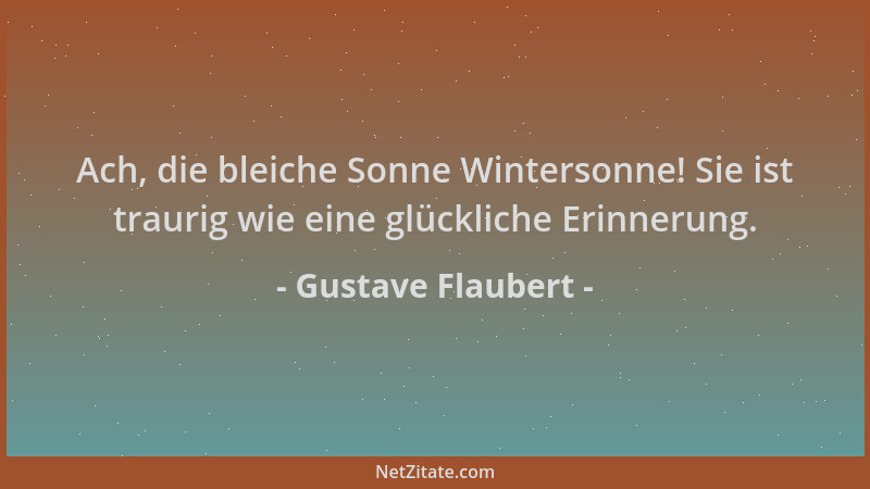 Gustave Flaubert - Ach, die bleiche Sonne Wintersonne! Sie ist traurig wie eine glückliche Erinnerung....