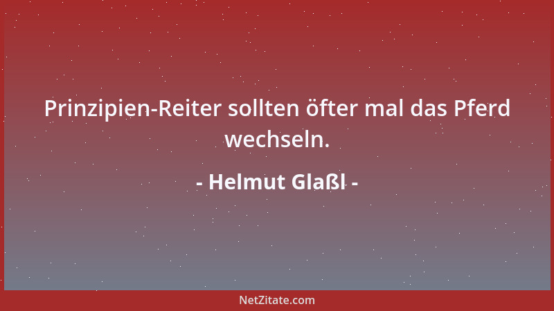 Helmut Glaßl - Prinzipien-Reiter sollten öfter mal das Pferd wechseln....