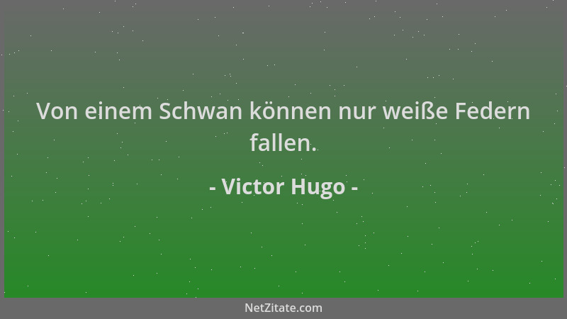 Victor Hugo - Von einem Schwan können nur weiße Federn fallen....
