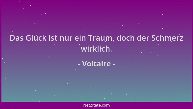 Voltaire - Das Glück ist nur ein Traum, doch der Schmerz wirklich....