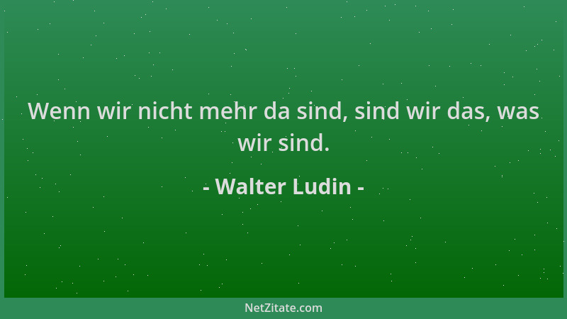 Walter Ludin - Wenn wir nicht mehr da sind, sind wir das, was wir sind....