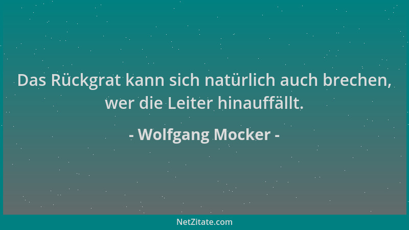 Wolfgang Mocker - Das Rückgrat kann sich natürlich auch brechen, wer die Leiter hinauffällt....