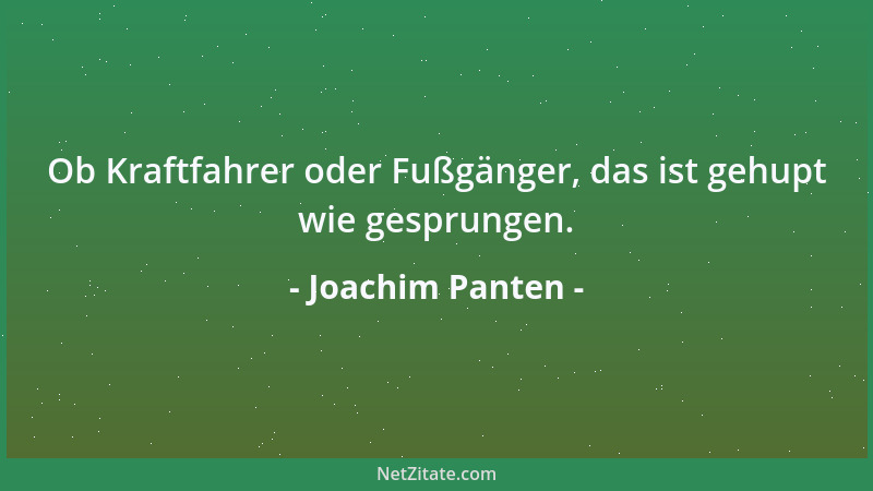 Joachim Panten - Ob Kraftfahrer oder Fußgänger, das ist gehupt wie gesprungen....