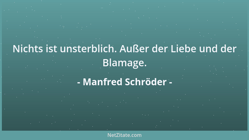 Manfred Schröder - Nichts ist unsterblich. Außer der Liebe und der Blamage....