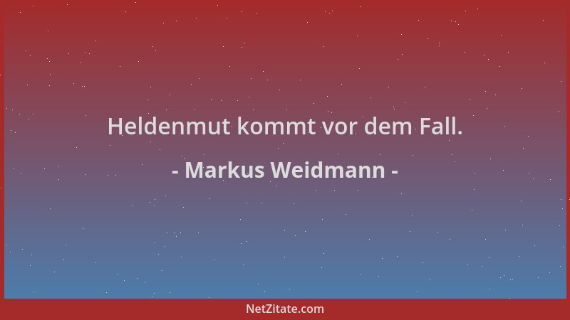 Markus Weidmann - Heldenmut kommt vor dem Fall....