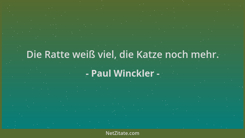 Paul Winckler - Die Ratte weiß viel, die Katze noch mehr....