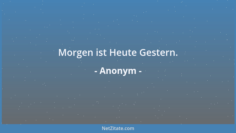 Anonym - Morgen ist Heute Gestern....